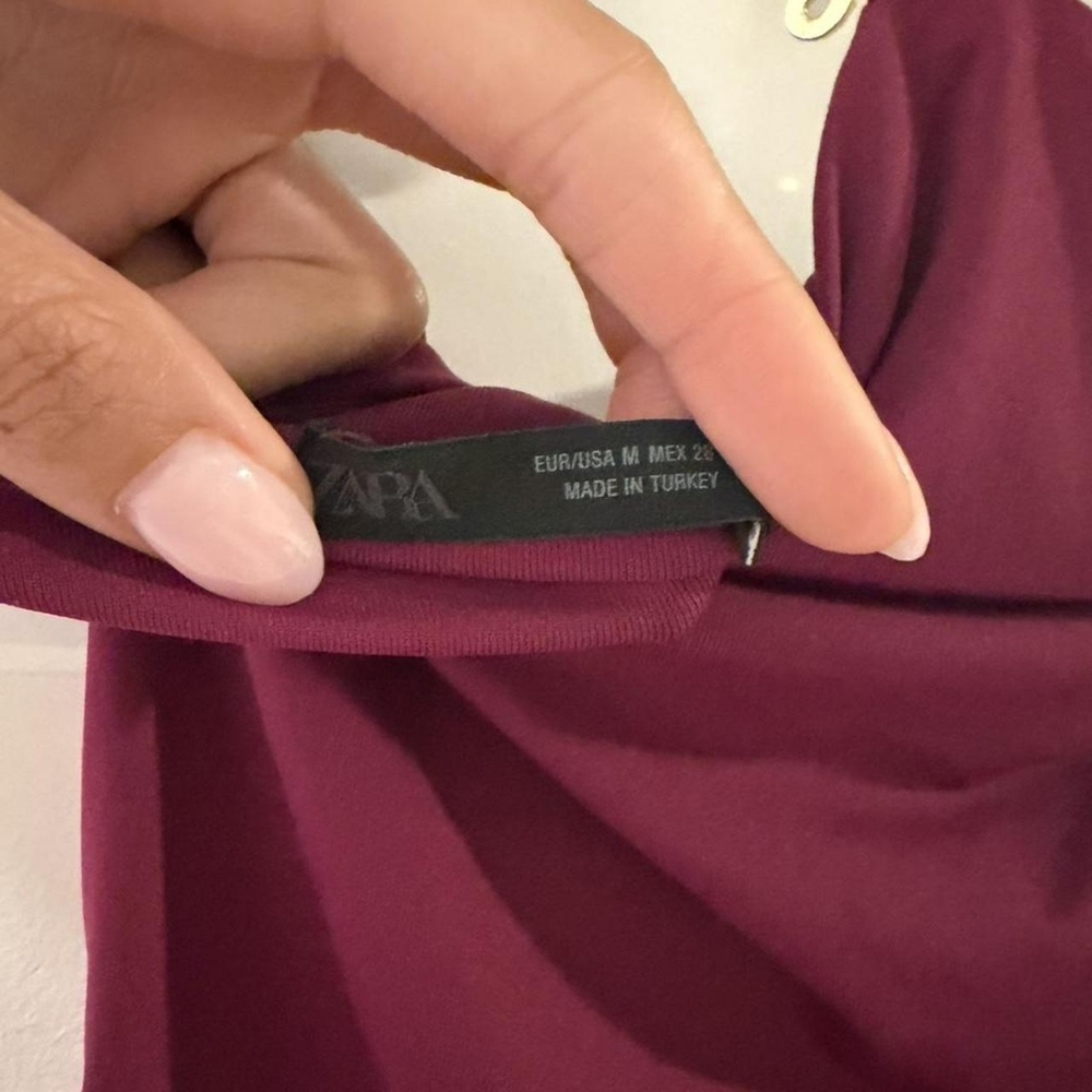 Zara Women's Burgundy and Red Dress - Picture 5 of 5